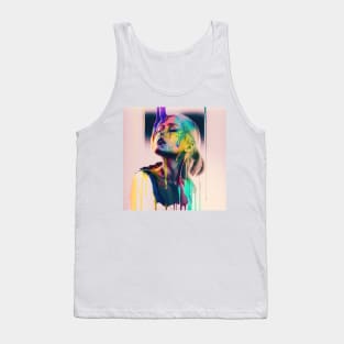 To Weep To Wake - Emotionally Fluid Collection - Psychedelic Paint Drip Portraits Tank Top